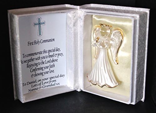 Cellini Gifts Holy Communion keepsake angel gift for a Boy with your own personalised message