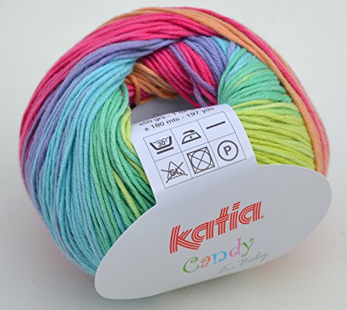 Katia – Candy- Babywolle Fb. 665 bunt 50 g = 180 Meter, Nadelstärke 2,5 – 3 - 2