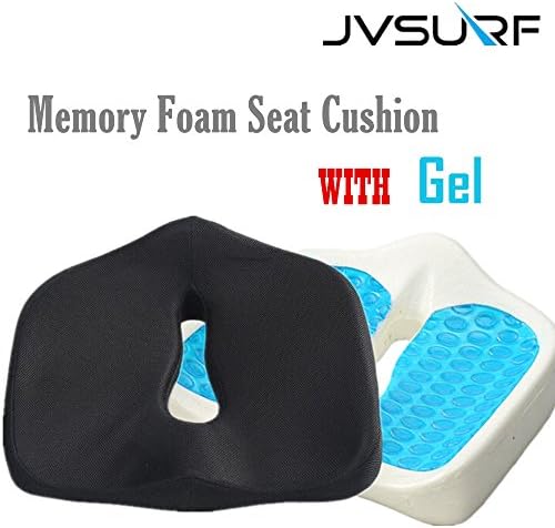 Memory Foam Seat Cushion with Gel, JVSURF comfortable breathable cool cushion, relieve pressure and avoid sedentary diseases, for office home car