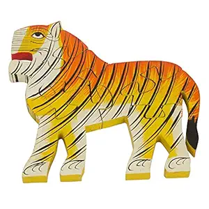 Fine Craft India Wooden Creative Educational Jigsaw Puzzles Tiger Shaped - Multicolor