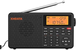 Radio portátil, radios digitales con Bluetooth, radio FM recargable USB-C, reloj de alarma dual, temporizador de apagado de 400 estaciones preestablecidas, compatible con micro SD para música, XHDATA