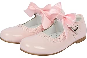 A2Z 4 Kids Girls Toddler School Shoes with Removable Bow Patent Leather Look Childrens Mary Jane Party Dress Footwear Non-Slip for Weddings Parties UK Childrens Shoe Size 8 to 4 UK