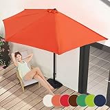 Demi-Parasol | Ø 3 m, avec Manivelle, Protection UV 30+, Polyester, Couleurs au Choix | Demi-Parasol pour Balcon, Terrasse, Jardin (Terracotta)