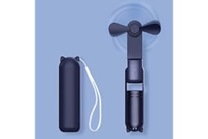 HZSK Handheld Mini Fan, Tragbarer faltbarer Ventilator mit Powerbank, USB Wiederaufladbarer kleiner Taschenventilator,Persönlicher Ventilator mit 3 Geschwindigkeiten für Frauen Outdoor Reisen