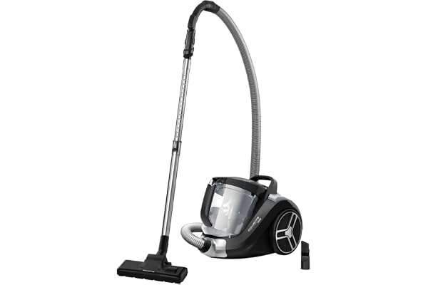 Rowenta Aspirateur sans sac, Capacité 2,5 L, Compact, Haute filtration, Tête d'aspiration ultra performante, Facile à vider, Compact Power XXL RO4825EA, Noir