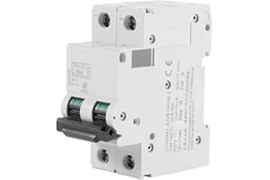 LAZMIN Disjoncteur miniature, commutateur à énergie solaire 16A/32A/63A de disjoncteur à air miniature à basse tension de 1pc 250V CC 2P pour le système de grille de panneaux solaires(63A)