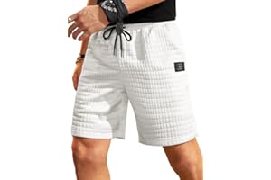 Meilicloth Mens Casual Shorts Waffle Elastic Waist Drawstring Summer Gym Workout Running Shorts with Pockets