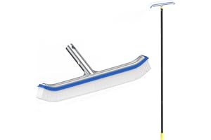 DAKEPOLE Poolbürste mit 240 cm Stange - Bürstenkopf aus polierten Nylonborsten 45 cm breit - Entwickelt für die Reinigung von Fliesen und Wandböden