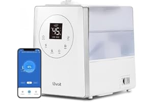 LEVOIT Top-Fill Humidificador 6L para Bebés, Niebla Fría&Caliente con Aromaterapia a 36H y 40-70m², Modo de Sueño Silencioso 25dB, Smart Control Compatible con Alexa y APP, Temporizador, Blanco