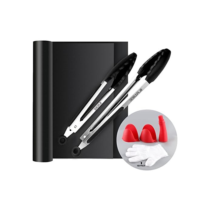 Grillzange Edelstahl Bbq Backmatte Handschuhe Einweg Ilauke Grill Set Grillmatte Silikon Pinsel Mehrzweckzange Grillbesteck Kchenzange Lebensmittelqualitt