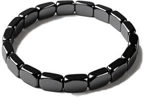 Aderpmin Hemys - Pulsera de hematita para hombre, pulseras de hematita para hombre, pulsera de piedras de ematita H, pulseras elásticas con cuentas de piedra de ematita natural, regalo de joyería para