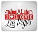 Produktbild SHAQ Las Vegas Mouse Pad, I Love Las Vegas Quotation with Silhouette Style Landmarks Pattern, Standard Size Rectangle Non-Slip Rubber Mousepad, Vermilion Black and White