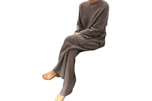 Onsoyours Damen 2 Stück Strickanzug aus Langarm Strickpullover Und Lange Jogginghose Zweiteilige Beiläufig Outfit Freizeitanzug Sportanzug Loungewear Set