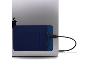 AFTERPLUG A Afterplug - Funda adhesiva de 2 bolsillos para laptop, compatible con SSD portátil externo, mouse mágico, cable USB y más, color azul