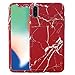 Price comparison product image xifanzi 360°Full Body PC Case for iPhone X [with Tempered Glass Screen Protector] Marble Pattern Design for iPhone X /iPhone10 Red Full Protection Rigid Plastic Phone Case Shockproof Anti Slip Anti Fingerprint Cover Front and Back Smooth Finish Shield for Apple iPhone X (5.8")