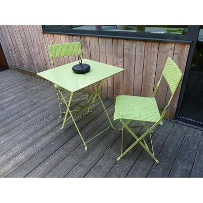 DCB GARDEN Salon de jardin Mezzo acier vert 1 table gueridon + 2 chaises