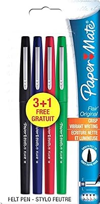 Papermate Flair Original Stylo Feutre Medium Couleurs Standard - Pochette de 4