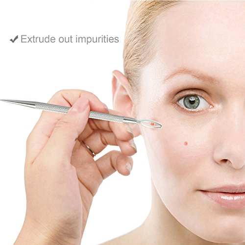 Mitesserentferner, Becoyou 5 Stücke Komedonenquetscher Set aus Edelstahl Nagelhautschieber Werkzeug Professionell Gesundheit Behandlung für Pickel Whiteheads Akne Extraktoren - 6