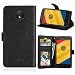 Produktbild Moto C Plus Hülle, Motorola Moto C Plus Wallet Tasche Brieftasche Schutzhülle, Carols PU Lederhülle Flip Hülle im Bookstyle Cover Schale Stand Ständer Etui Karten Slot Schutzhülle Tasche Wallet Case für Motorola Moto C Plus - Schwarz