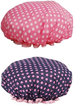 Uworth 2 Pack Cute Shower Cap Hat Waterproof Double Layer for Women Adult Bath Hat