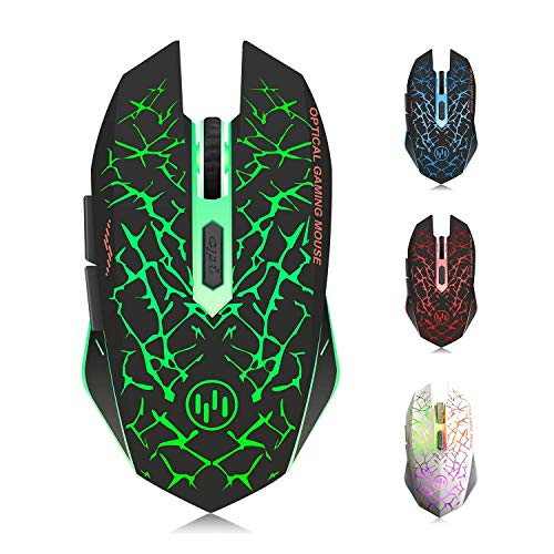 TENMOS K6 Kabellose Maus Gaming, Wiederaufladbarer LED Optischer Silent Kabelloser Ergonomische Computer Mäuse mit USB-Empfänger, 3 einstellbaren DPI und 6 Tasten, für MAC/Laptop/PC/Notebook (Grün) TENMOS K6 Kabellose Maus Gaming, Wiederaufladbarer LED Optischer Silent Kabelloser Ergonomische Computer Mäuse mit USB-Empfänger, 3 einstellbaren DPI und 6 Tasten, für MAC/Laptop/PC/Notebook (Grün)