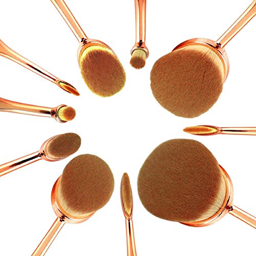 Nexgadget Make Up soft Pinsel Set 10 Stück Kosmetik Pinsel extra weiche und dichte Fasern Premium Schminkbürsten Face Powder Abdeckstift Foundation Creme Eyeliner Lip Rouge Bürste Kosmetik Oval Curve Bürsten-Satz