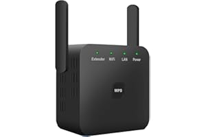 GPVKO 2025 Newest WiFi Extender, WiFi Booster, 2 Antennas Up to 5000 Sq.ft and 50 Devices, WiFi Repeater, Wireless Internet Repeater with Ethernet Port, 1-Click Setup, Access Point, UK plug - Black