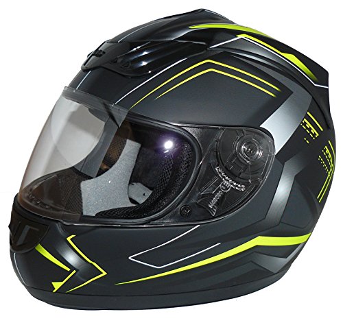 protectWEAR - Casco moto H510 Arrow nero opaco / giallo neon - S