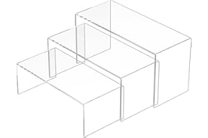 Sezanrpt Acryl Risers Display Ständer 3pcs, Rechteckige Display Risers 3 Schritte, Klarer Acrylständer für Collectibles, Brand Store, Einzelhandel, Schuhe, Taschen, Dekoration - 21.6x22.8x24.1CM
