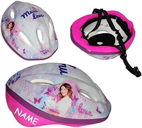 Kinderhelm - " Disney Violetta " - circa 3 bis 15 Jahre / Gr. 52 - 56 - incl. Namen - verstellbarer Helm - für Kinder Mädchen / größenverstellbar Schutz / Fahrradhelm - Channel Schauspielerin - Martina Stoessel