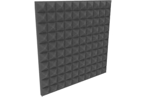 LENACUSTICA Pannello Acustico Fonoassorbente Piramidale, per Trattamento acustico, 50x50x5 cm Non sottovuoto (Grigio)