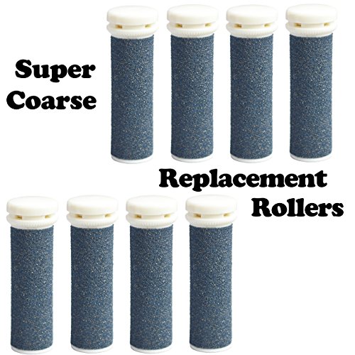 The Pedi Store SUPER Coarse Micro Mineral Replacement Rollers Compatible with Emjoi Micro-Pedi Callous Remover for Rough and Tough Calluses (8 pack)