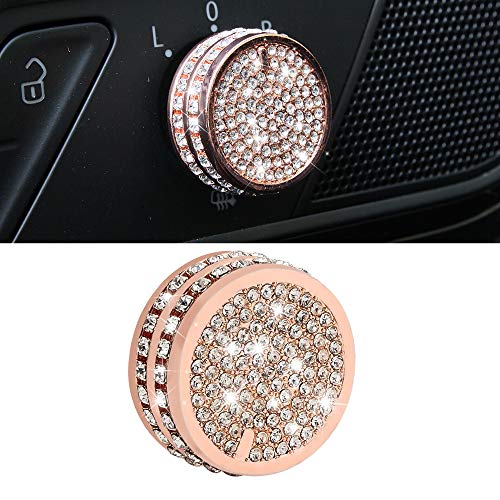 SENZEAL Car AC Climate Control Knob Zinc Alloy Car Radio Volume Knob Ring Covers for VW Golf MK7 Car Interior Accessories Decoration Gold