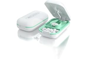 Baseola kleiner Pillenschneider Tablettenschneider, Tablettenteiler Pillenteiler für kleine große Pillen, schneidet Vitamintabletten, tragbarer Tasche Pillenzerkleinerer (weiß)