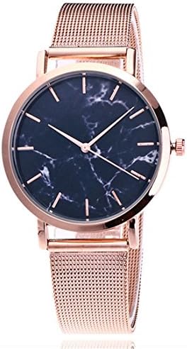 Wollways Unisex Women Men Classic Marble Watches Business Quartz Dial Clock Stainless steel Mesh Band Analog Wrist Watch