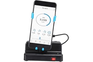 SALUTUYA Contador automático de Pasos para teléfono móvil, con función de balanceo de Izquierda a Derecha, Soporte Ajustable para podómetro (Azul Cielo)