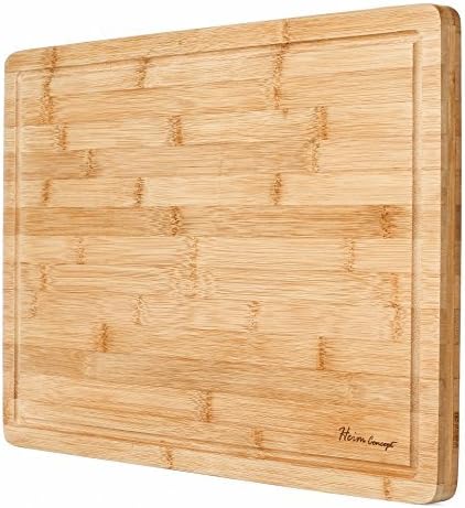 Premium Organic Bamboo [ HEIM CONCEPT ] Extra Large Cutting Board and Serving Tray with Drip Groove [ 18 x 12 x Â¾ inch Thick ] Eco-Friendly Thick Strong Bamboo Kitchenware by Heim Concept