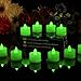 Produktbild 12er Set Flammenlose Teelichter mit LED Grün - Batterie Votivkerzen mit Beweglicher Flamme für Party, Deko von PK Green