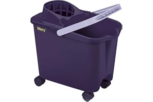 Mery | Secchio per Mocio con Ruote Girevoli, 14L, Escurritore Estraibile, Manico Ergonomico, Resistente, Viola, Misure: 39x25,5x36,5cm
