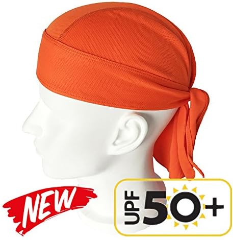 Pirate Hats Beanie Cap Sweat Wicking Skull Caps Hip Hop Cap Sport Sweatband Head Tie Sports Stop Sweat Band Headband Breathable Chemo Hats Beanie Helmet Liner For Men &amp; Woman Hairband(Orange)