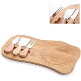 Deconox Peynir Sunum Seti 4 Par&ccedil;a, Bambu Servis Tahtası ve 3 Par&ccedil;a Peynir Bı&ccedil;ağı Seti, Peynir Tabağı, Kahvaltı, Meze, Şark&uuml;te