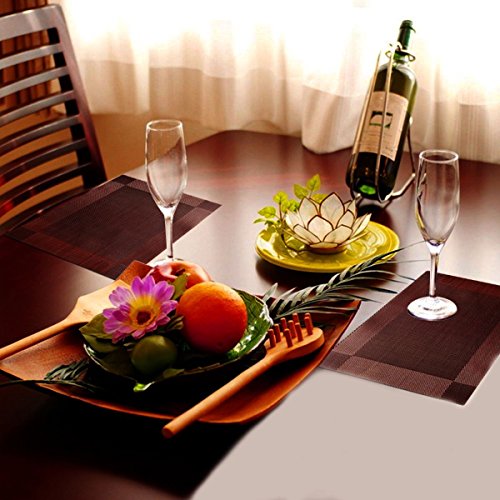 Platzdeckchen Fanuk 6er waschbar rutschfeste Tischmatten aus PVC braun 30*45cm - 6