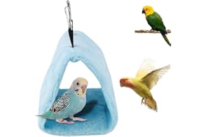 CQJ Bird Nest Snuggle Hut Soft Plush Hammock Hanging Cage Tent For Birds Parrot Winter Warm Bed Pet Toy for Hamster Parrot Macaw Budgies Eclectus Parakeet Cockatiels Cockatoo Lovebird (Blue)