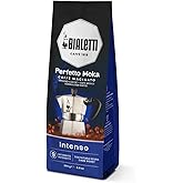 Bialetti - Perfetto Intense Mocha: Strong Roast Ground Coffee, Hazelnut Scent, 250 g, Package with One Way Valve to Preserve