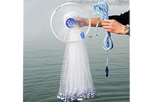 ‎GOTOTOP GOTOTO 2,4 m / 3,6 m / 4,8 m Angelnetz aus Nylon, Handwerffischnetz mit Handseil, 8 m, Nylon Fischernetz, Netz mit 0,5 kleinen Fingern