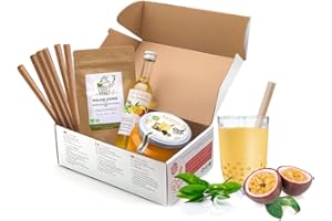 PHILEAS LOUNGE BUBBLE TEA KIT PASSIONSFRUCHT - 8 Getränke – Ohne künstliche Farbstoffe - Vegan und glutenfrei - 8 Strohhalme im Lieferumfang enthalten