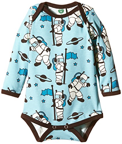 Smafolk Baby-Boys Body Long Sleeve Astronaut Shirt, Light Blue, 3-6 Months (Manufacturer Size:62)