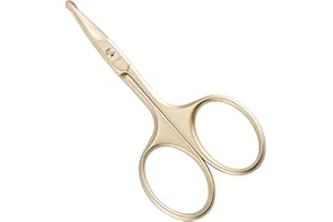 LIVINGO Ciseaux de coupe pour poils du nez Doré de 9 cm, Petites lames de sécurité en acier inoxydable de qualité supérieure, utilisation pour la manucure, la coupe des cuticules, les poils du visage