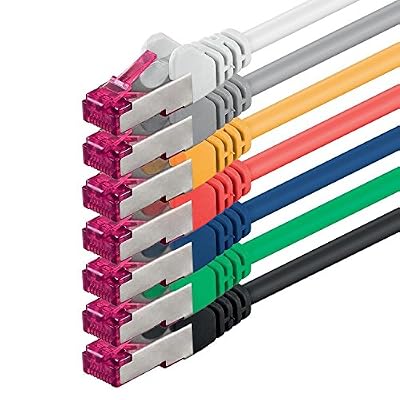 1aTTack.de 0,5m - 7 couleurs - 7 pièces - CAT6a Câble Ethernet Set - Câble Réseau RJ45 | 10 / 100 / 1000/ 10000 Mo/s | câble de Patch | LAN Câble | CAT 6a | S-FTP | double blindage | PIMF | 500 MHz | sans halogène | compatible avec CAT 5e / CAT 6 /…