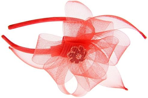 Anastasia Crin Loops & Petals Fascinator on Headband Red (b155red)